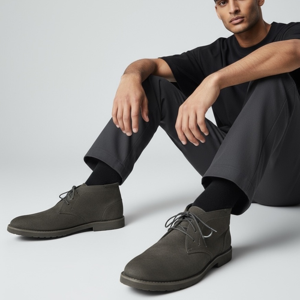 ATTENTION MENS -‎ SIZE 7.5 - GRAY - STYLE: KANE CHUKKA LACE UP ANKLE BOOT - S2